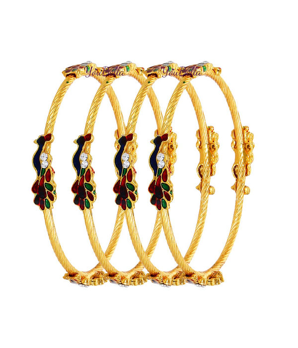 YouBella Gold-Plated Pearl Bangle Set for Women